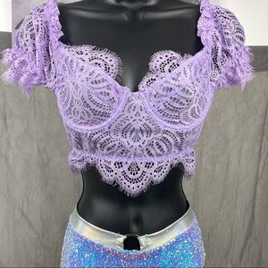 Dolls kill lilac sweetie pie lace crop top 💜